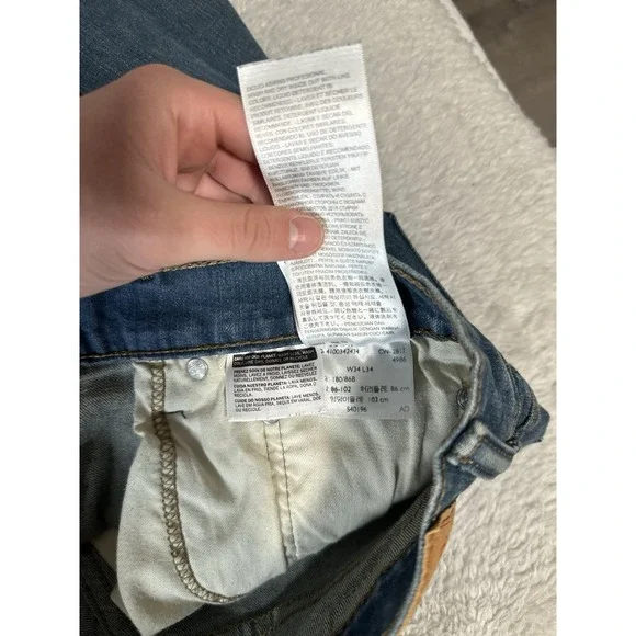 Levi's 511 Mens Blue Denim Slim Jeans Size 34x34 Act (34x32) Pants - Picture 8 of 9